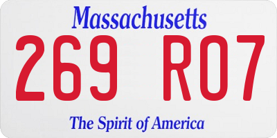 MA license plate 269RO7