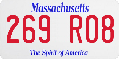 MA license plate 269RO8