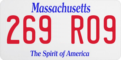 MA license plate 269RO9