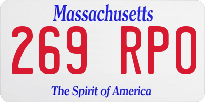 MA license plate 269RP0