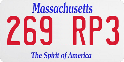 MA license plate 269RP3