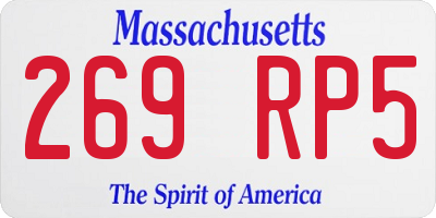 MA license plate 269RP5