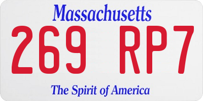 MA license plate 269RP7