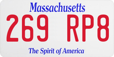 MA license plate 269RP8