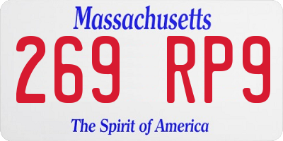 MA license plate 269RP9