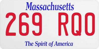 MA license plate 269RQ0