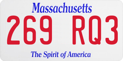 MA license plate 269RQ3