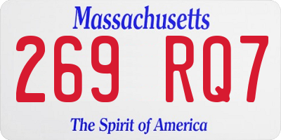MA license plate 269RQ7