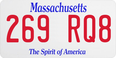 MA license plate 269RQ8
