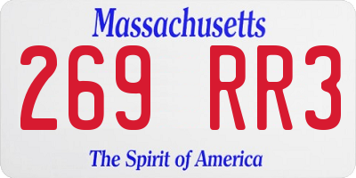 MA license plate 269RR3