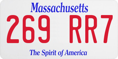 MA license plate 269RR7