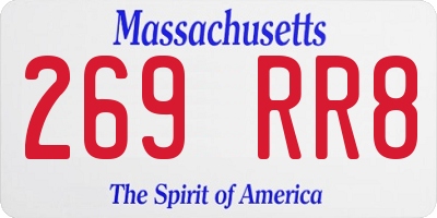 MA license plate 269RR8