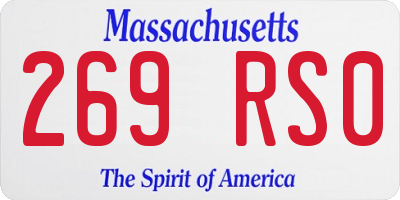 MA license plate 269RS0