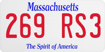 MA license plate 269RS3