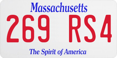 MA license plate 269RS4