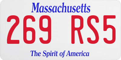 MA license plate 269RS5