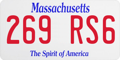 MA license plate 269RS6