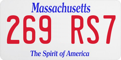 MA license plate 269RS7