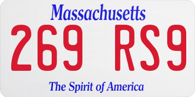 MA license plate 269RS9