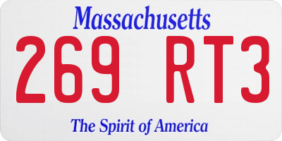 MA license plate 269RT3