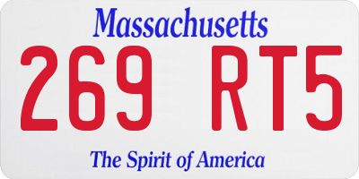 MA license plate 269RT5