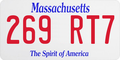 MA license plate 269RT7