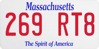 MA license plate 269RT8