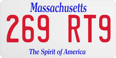 MA license plate 269RT9