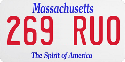 MA license plate 269RU0