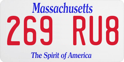 MA license plate 269RU8