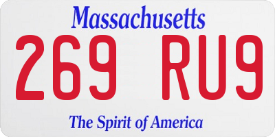 MA license plate 269RU9