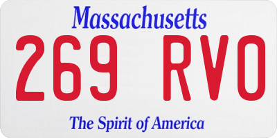 MA license plate 269RV0