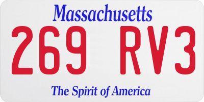 MA license plate 269RV3