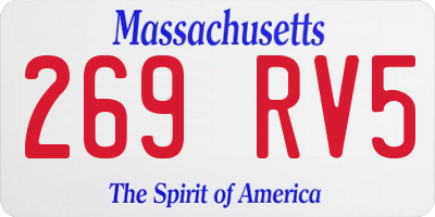 MA license plate 269RV5