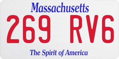 MA license plate 269RV6