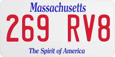 MA license plate 269RV8