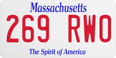 MA license plate 269RW0