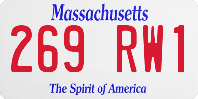 MA license plate 269RW1