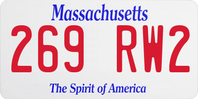 MA license plate 269RW2