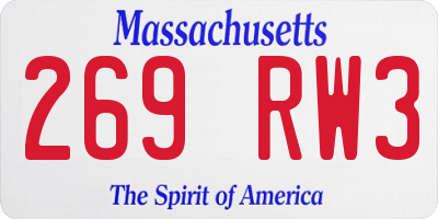 MA license plate 269RW3