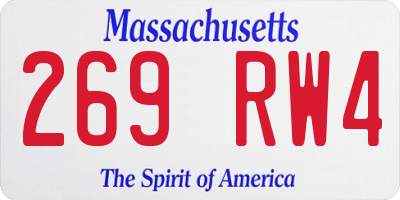 MA license plate 269RW4