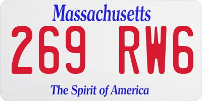MA license plate 269RW6