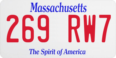 MA license plate 269RW7