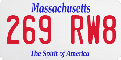 MA license plate 269RW8