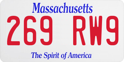 MA license plate 269RW9