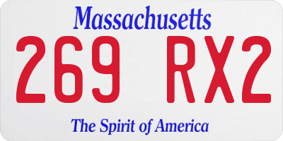 MA license plate 269RX2