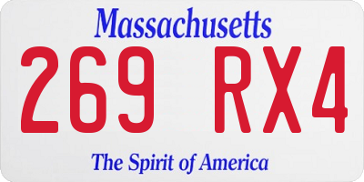 MA license plate 269RX4