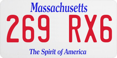 MA license plate 269RX6