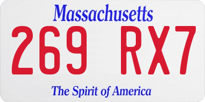 MA license plate 269RX7