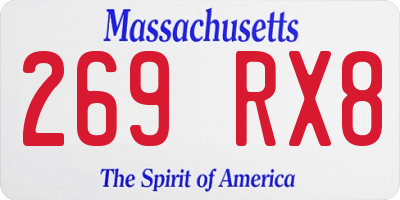 MA license plate 269RX8